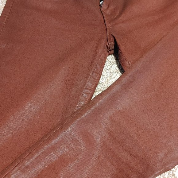 True Religion Wet Look Women's Sz 28 Skinny Jeans Rust Brown Color Pre-owned - Picture 2 of 7